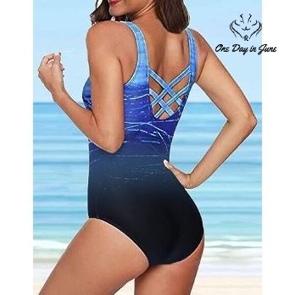 Aleumdr Cross Back One Piece Swimsuit Size L - Picture 2 of 6